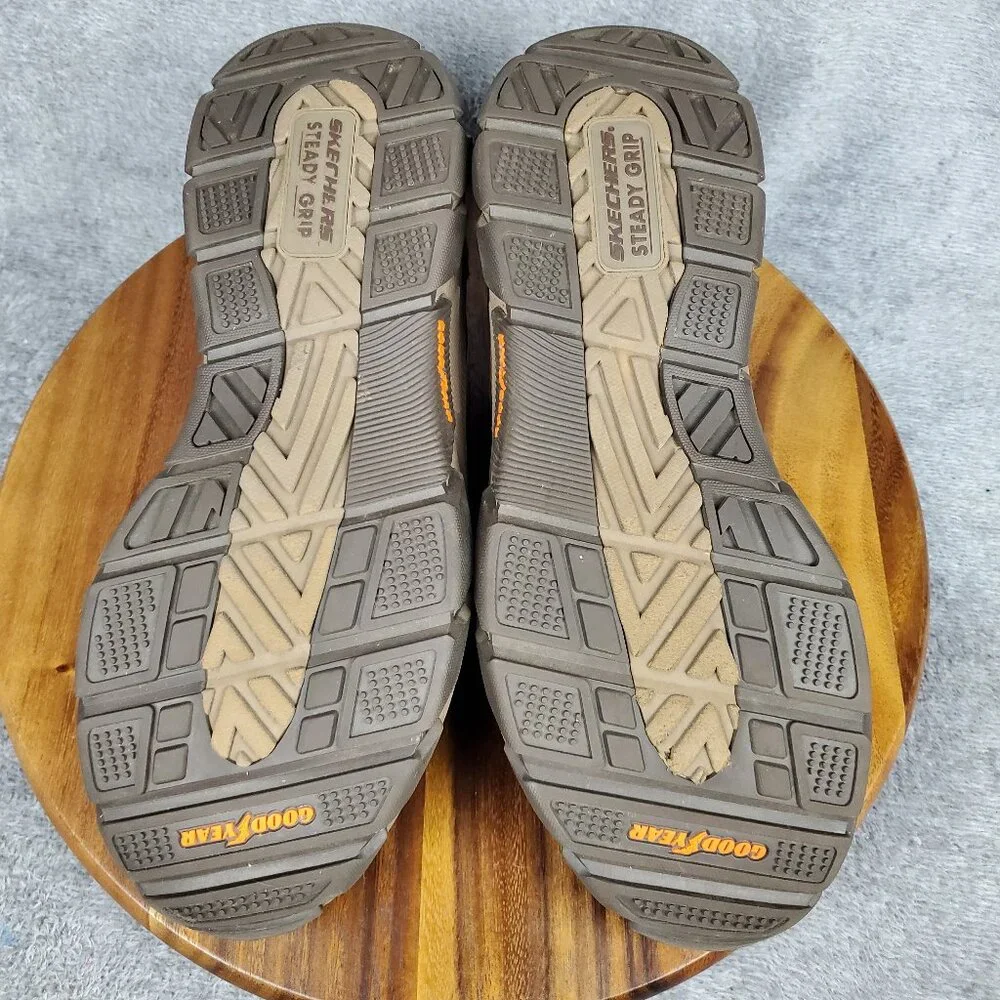 Skechers Shoes Mens 13 Brown Leather Slip On Bike Toe Comfort Relaxed Fit Casual_9